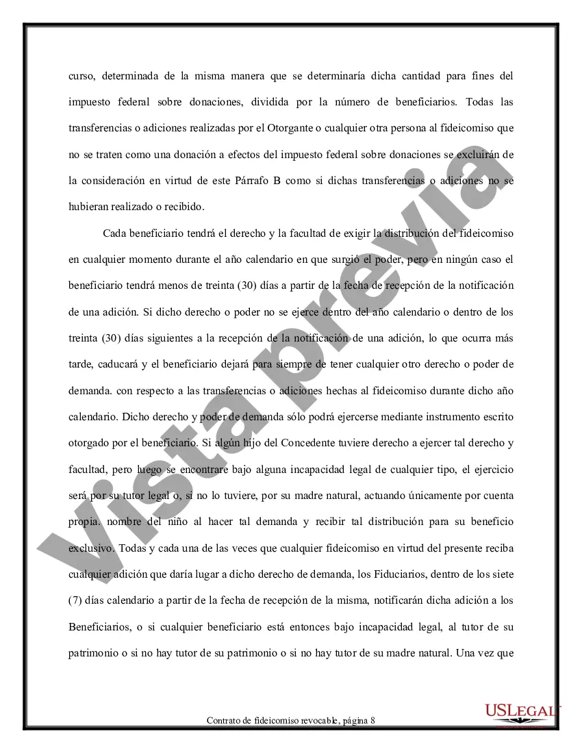Preview Contrato de Fideicomiso - Revocable - Múltiples Fideicomisarios y Beneficiarios