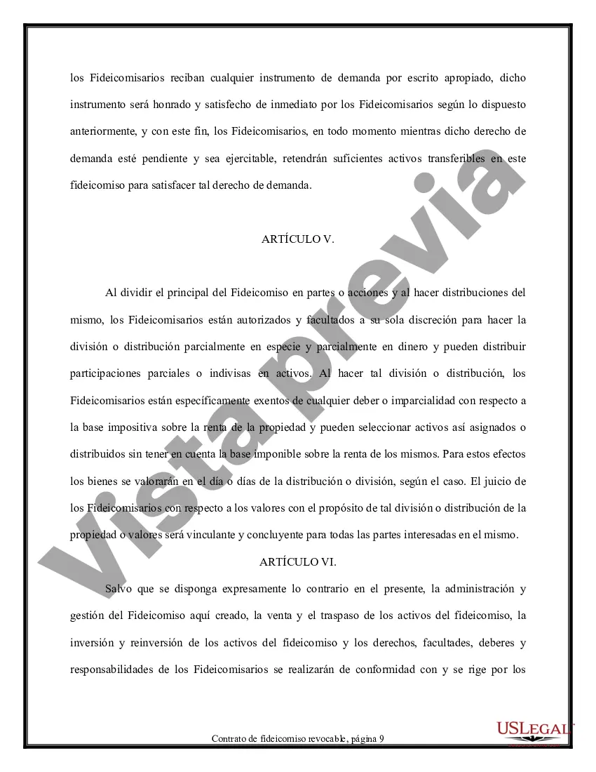 Preview Contrato de Fideicomiso - Revocable - Múltiples Fideicomisarios y Beneficiarios