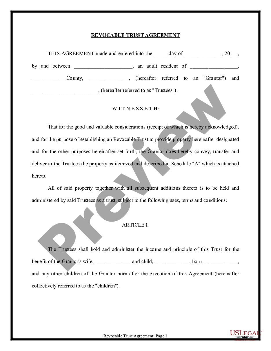 page 0 Trust Agreement - Revocable - Multiple Trustees and Beneficiaries preview