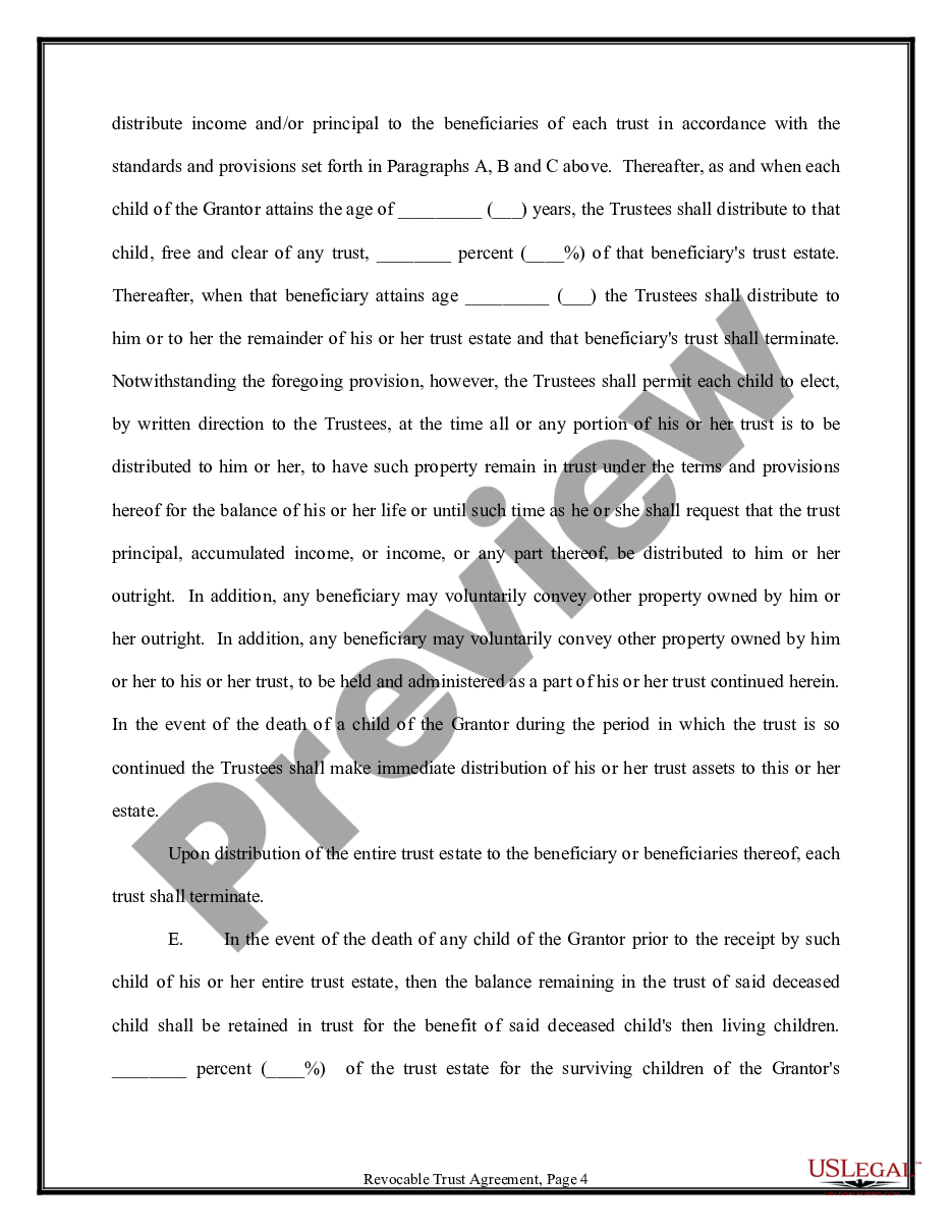 page 3 Trust Agreement - Revocable - Multiple Trustees and Beneficiaries preview