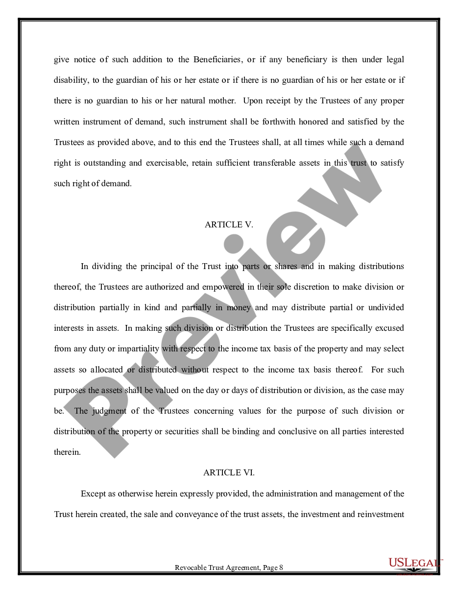 page 7 Trust Agreement - Revocable - Multiple Trustees and Beneficiaries preview
