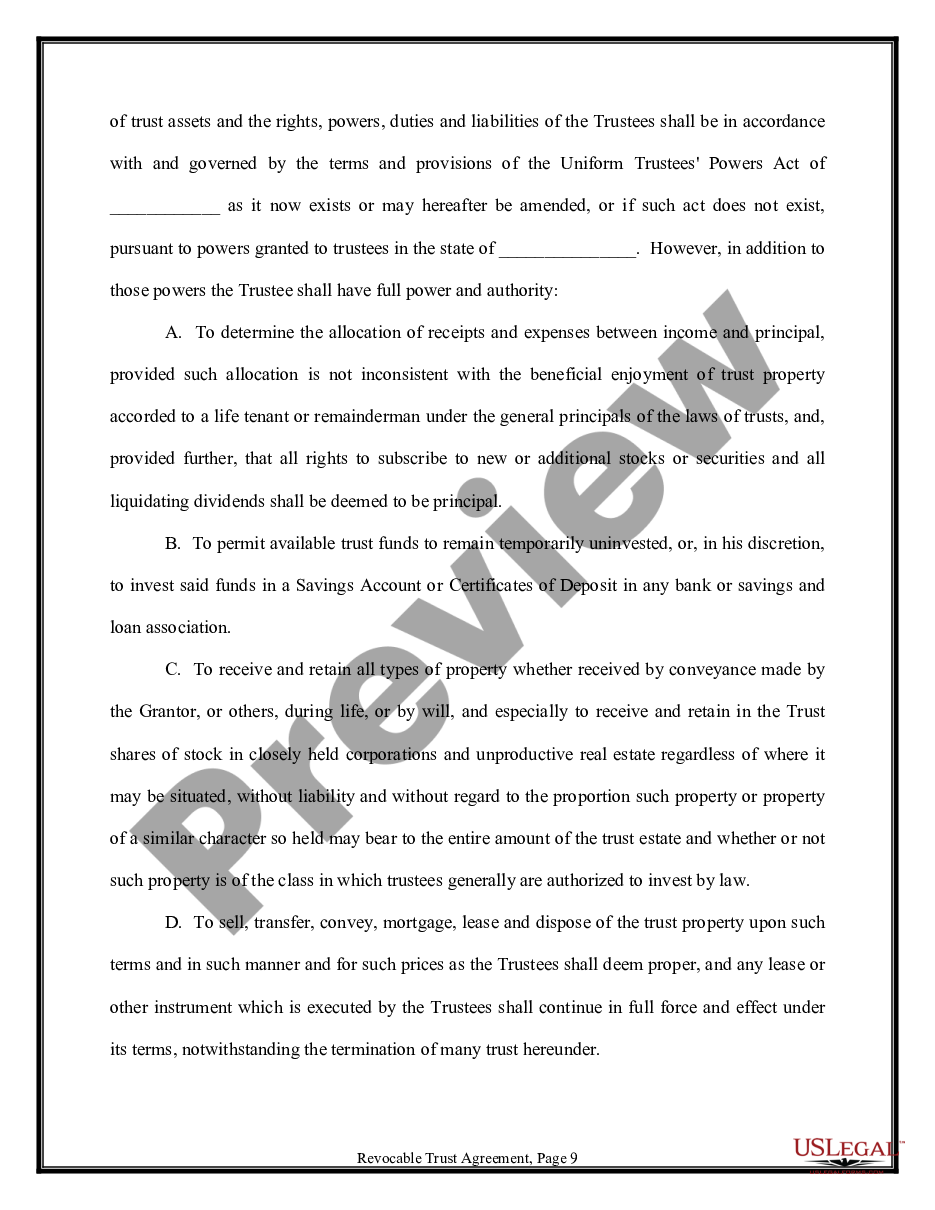 page 8 Trust Agreement - Revocable - Multiple Trustees and Beneficiaries preview