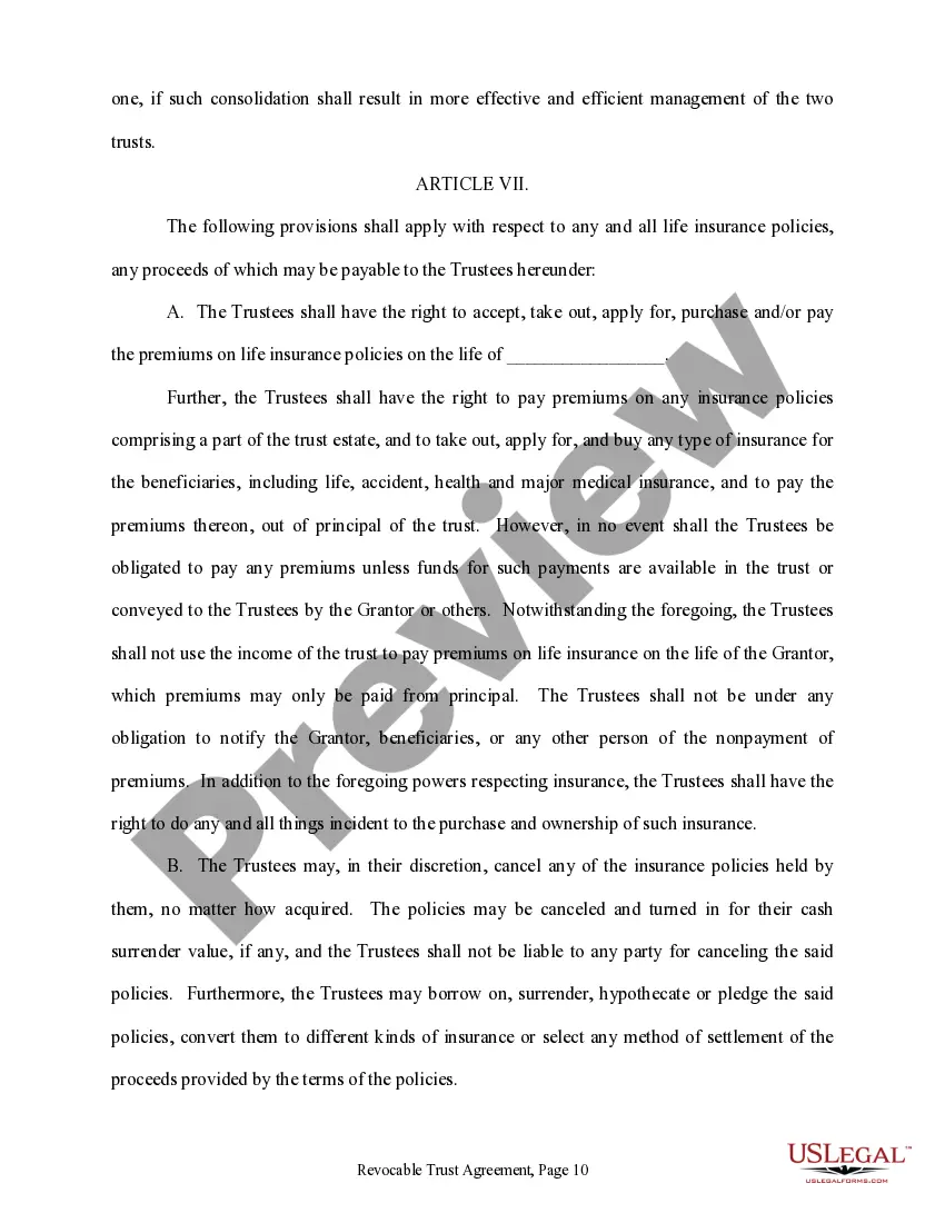 Get Trust Agreement - Revocable - Multiple Trustees and Beneficiaries Preview Trust Agreement - Revocable - Multiple Trustees and Beneficiaries