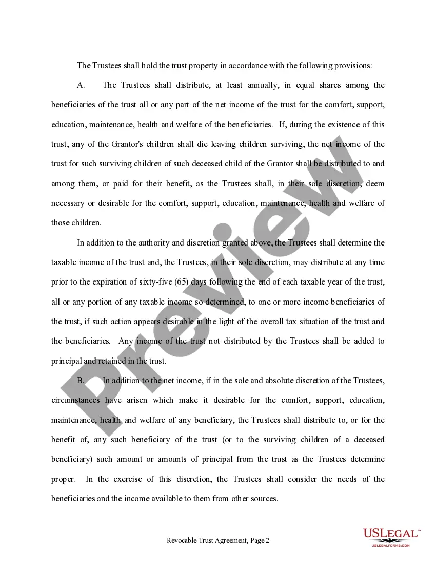 Get Trust Agreement - Revocable - Multiple Trustees and Beneficiaries Preview Trust Agreement - Revocable - Multiple Trustees and Beneficiaries