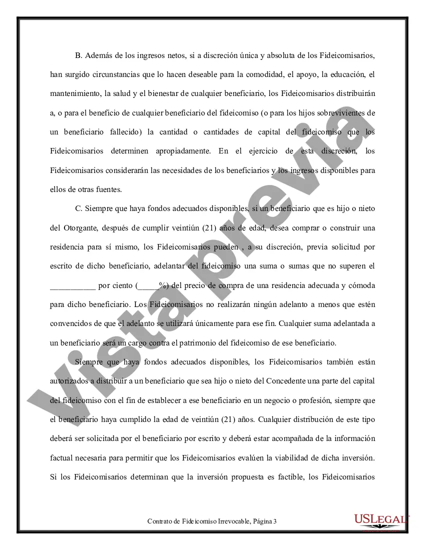 Preview Contrato de Fideicomiso - Irrevocable