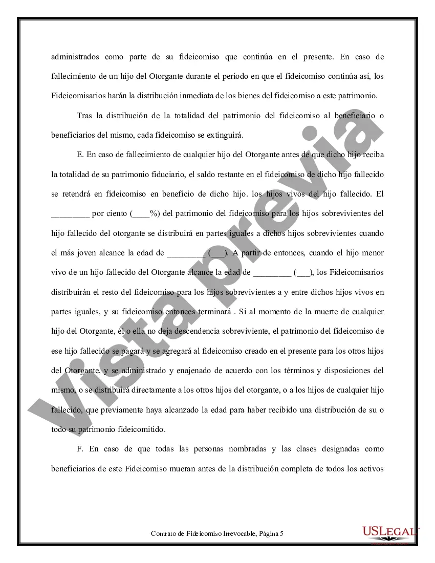 Preview Contrato de Fideicomiso - Irrevocable