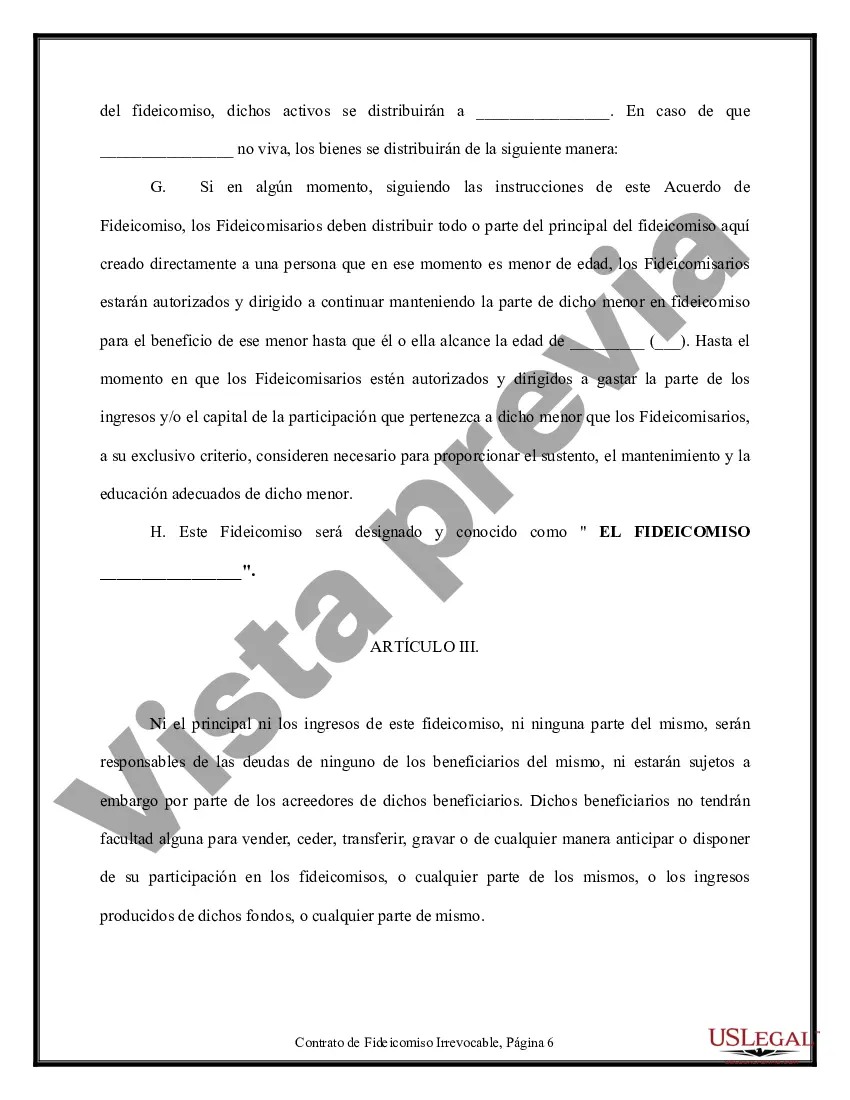 Preview Contrato de Fideicomiso - Irrevocable