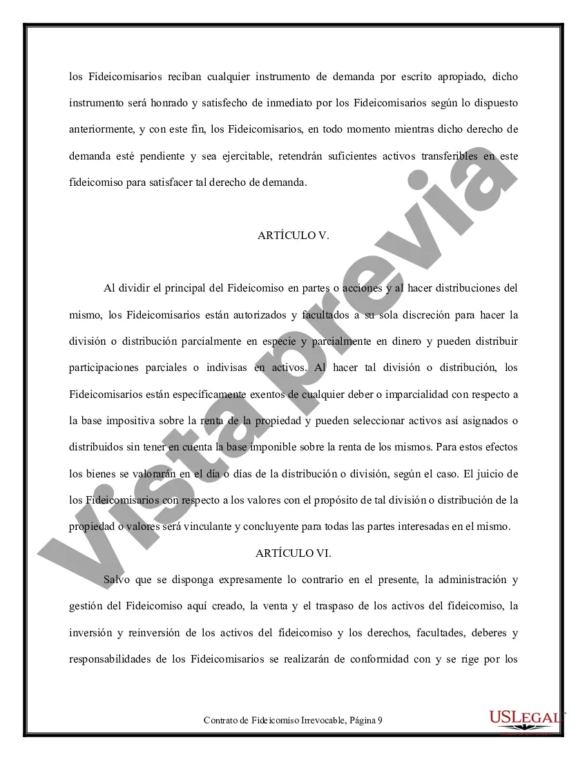 Preview Contrato de Fideicomiso - Irrevocable