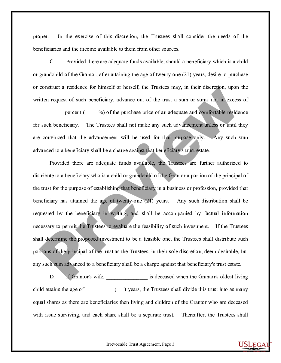 page 2 Trust Agreement - Irrevocable preview