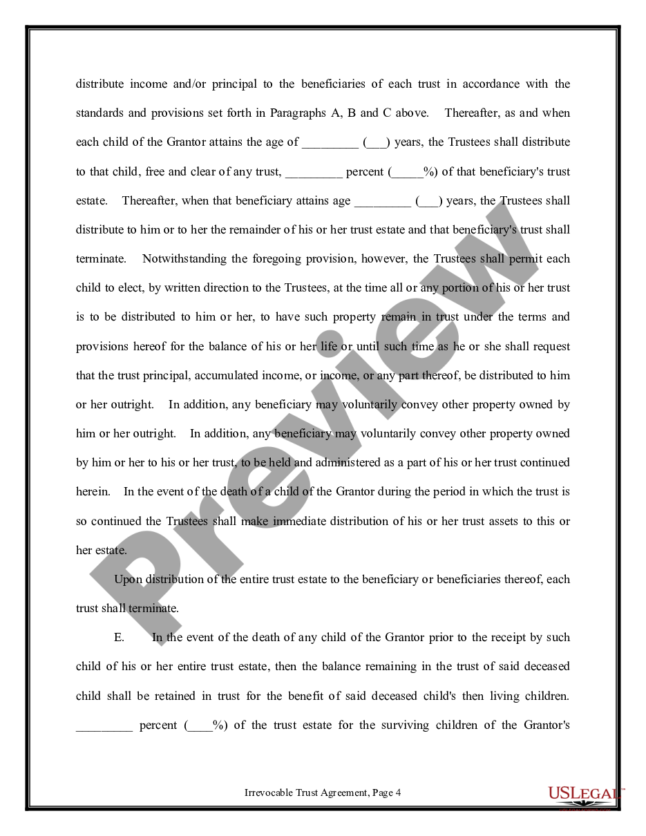 page 3 Trust Agreement - Irrevocable preview