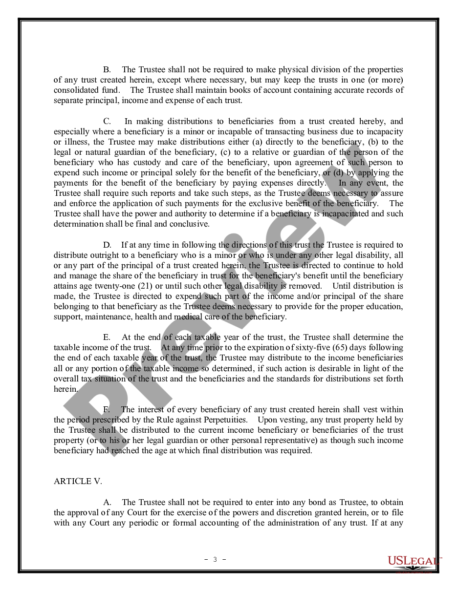 page 2 Revocable Trust Agreement - Grantor as Beneficiary preview