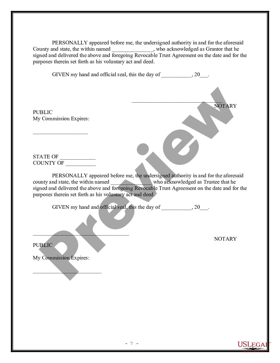 page 6 Revocable Trust Agreement - Grantor as Beneficiary preview
