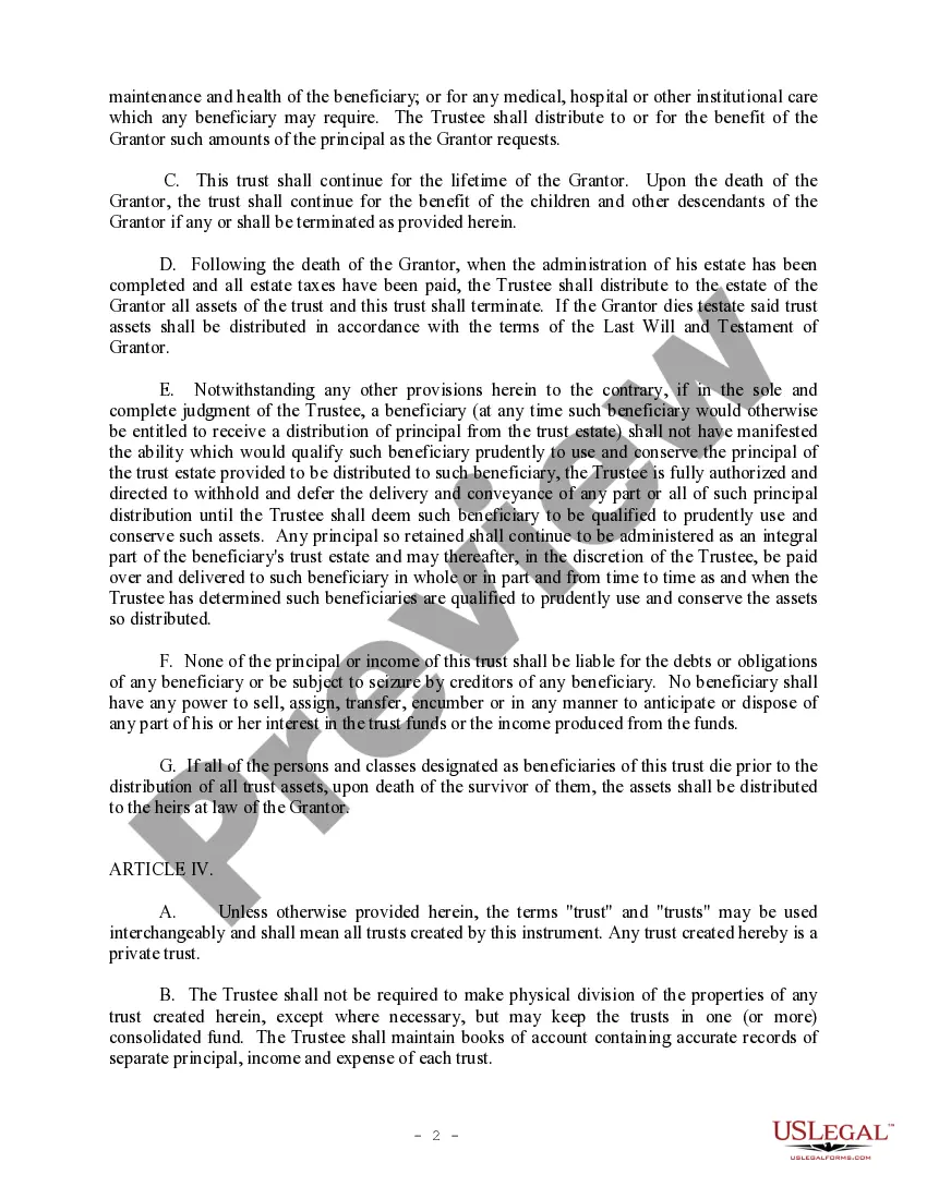 Get Revocable Trust Agreement - Grantor as Beneficiary Preview Revocable Trust Agreement - Grantor as Beneficiary