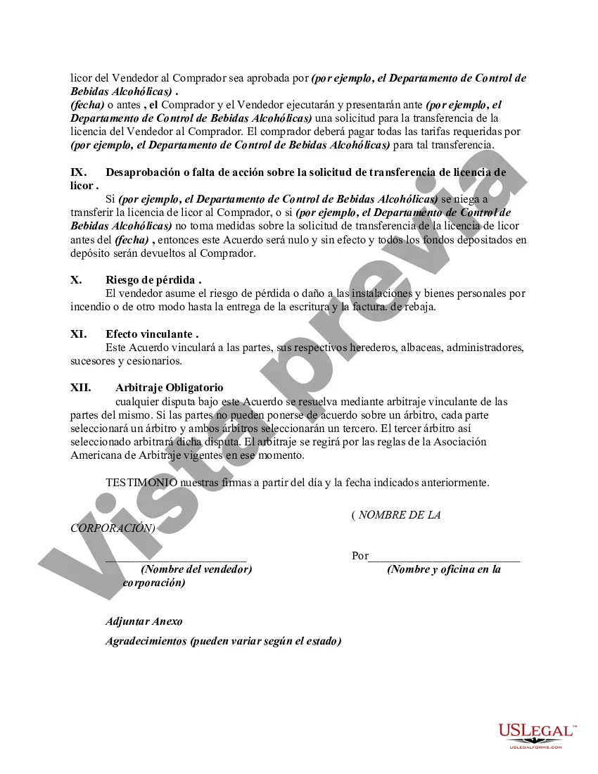 Preview Contrato de Compra y Venta de Restaurante incluyendo Negocio de Bar, Licencia de Licor y Bienes Raíces