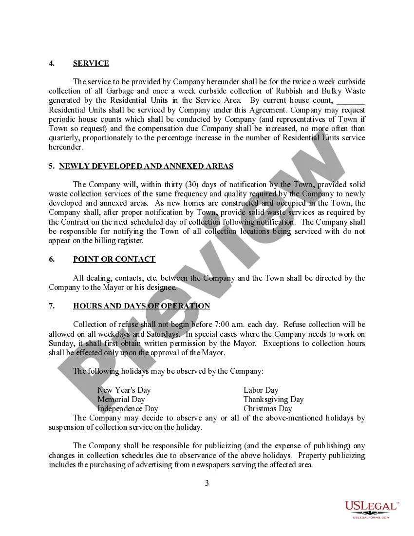 Preview Waste Disposal Agreement for Municipality