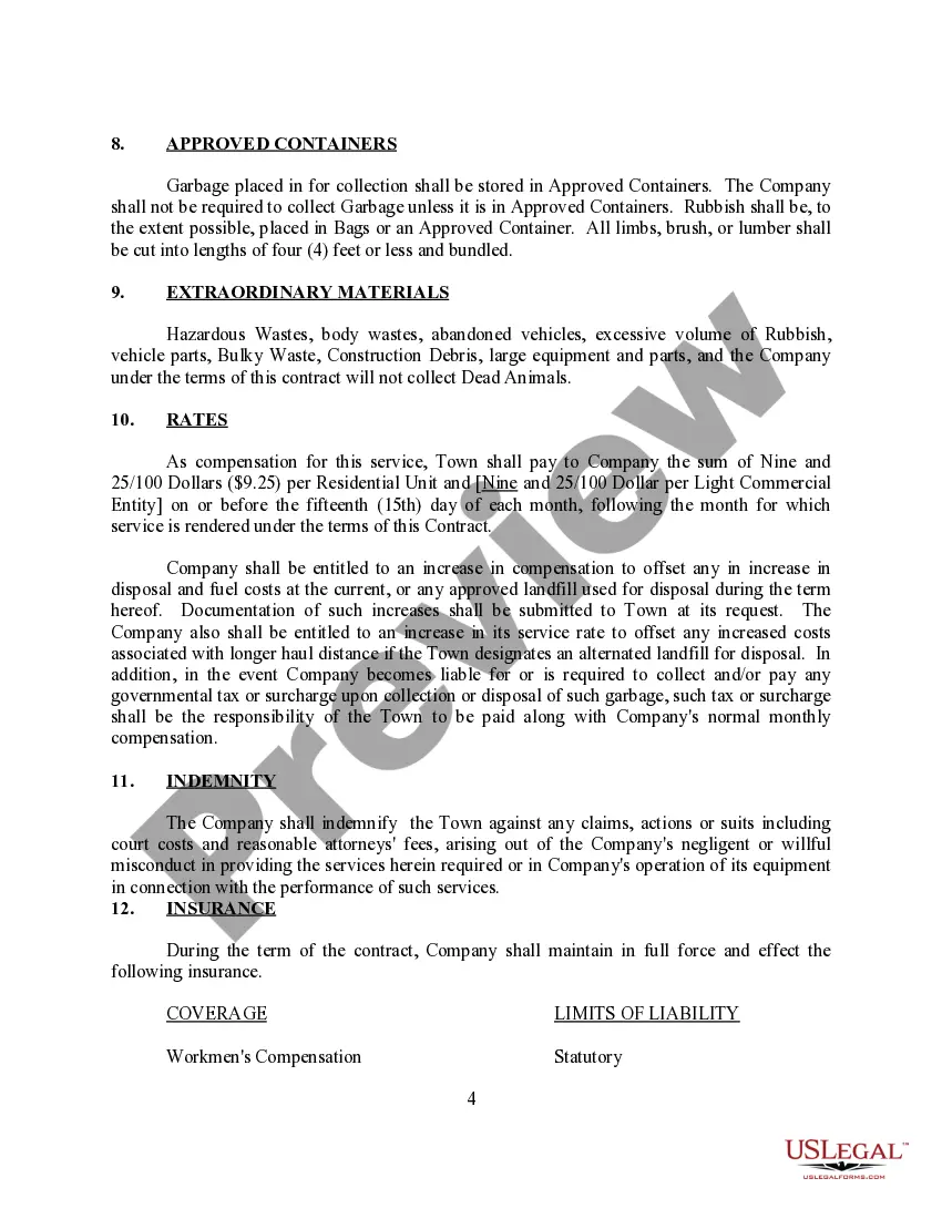 Preview Waste Disposal Agreement for Municipality