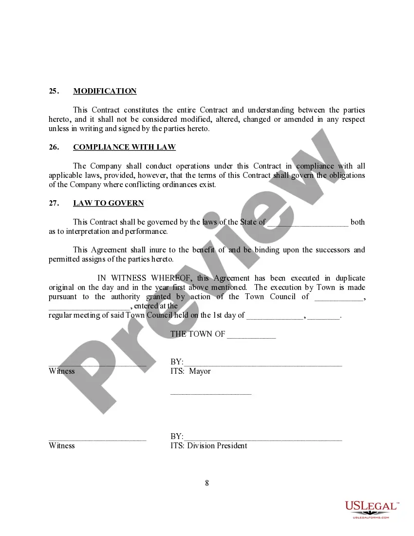 Preview Waste Disposal Agreement for Municipality