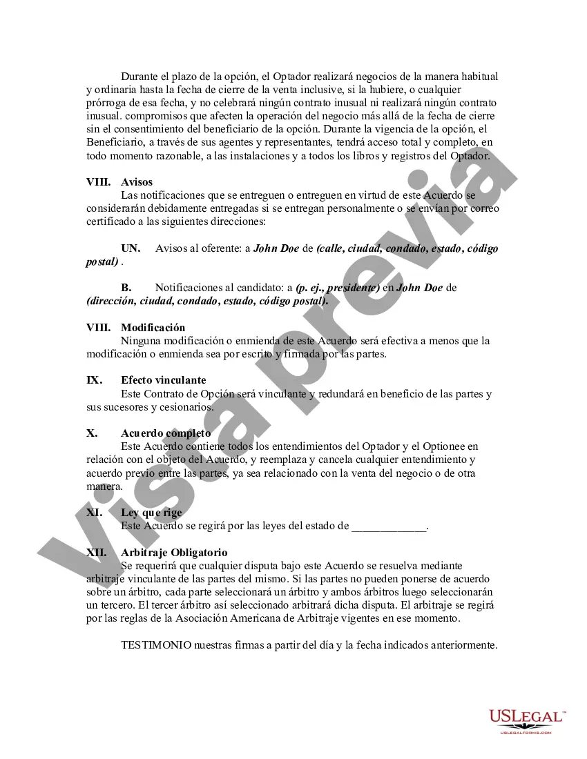 Preview Opción de comprar un negocio