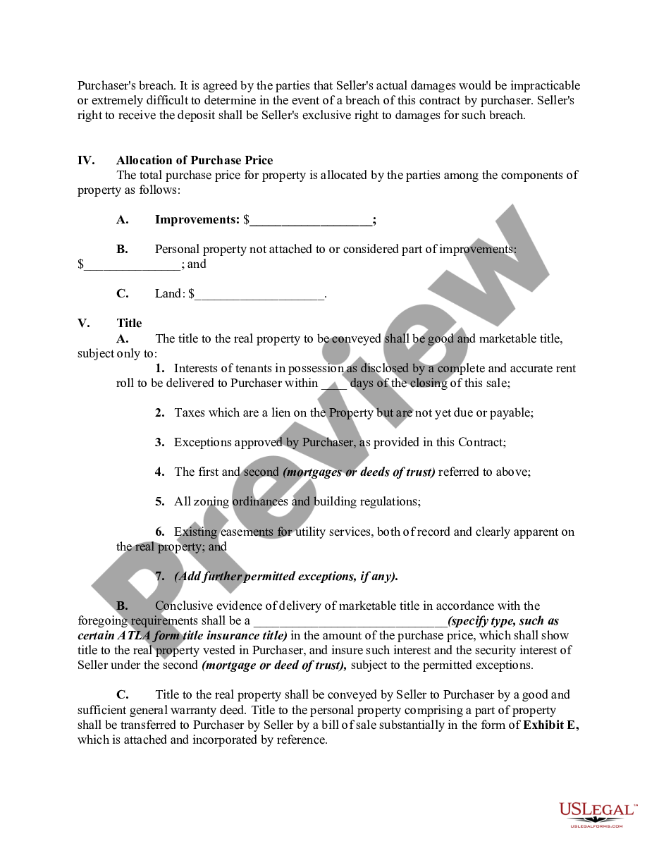 page 2 Contract of Sale and Leaseback of Apartment Building with Purchaser Assuming Outstanding Note Secured by a Mortgage or Deed of Trust preview