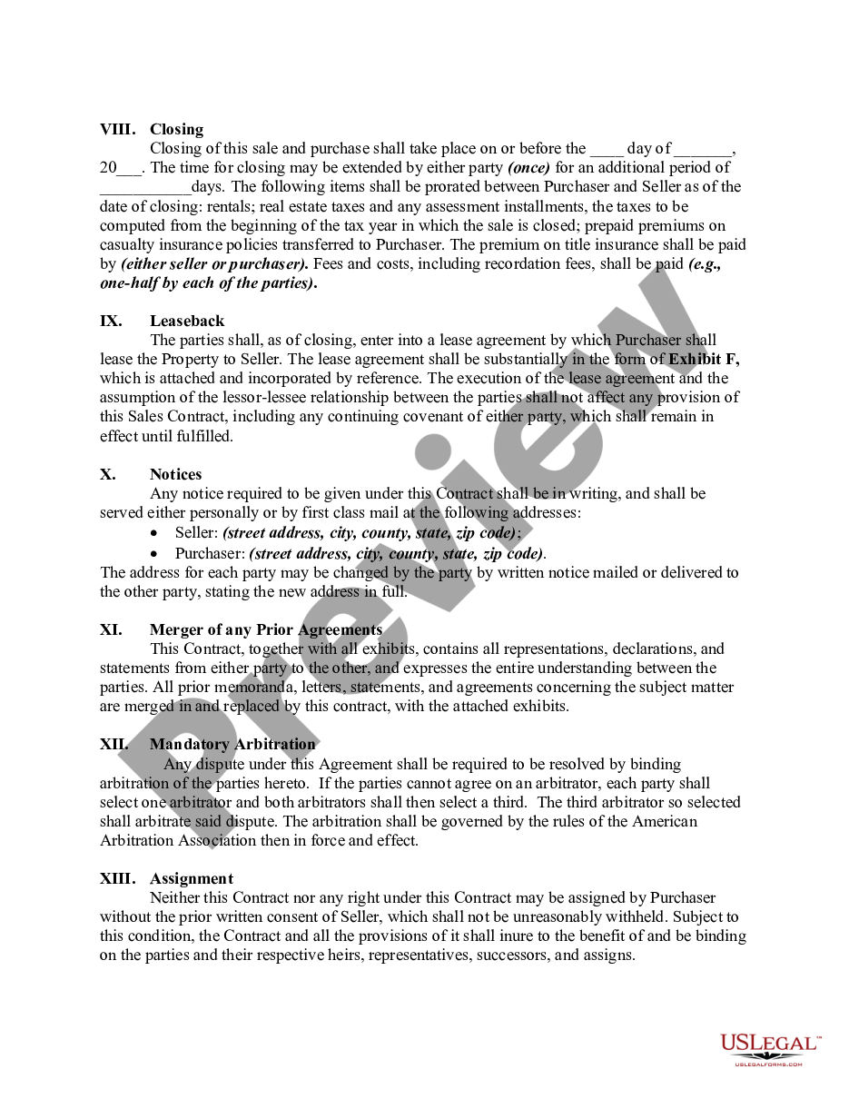 page 4 Contract of Sale and Leaseback of Apartment Building with Purchaser Assuming Outstanding Note Secured by a Mortgage or Deed of Trust preview