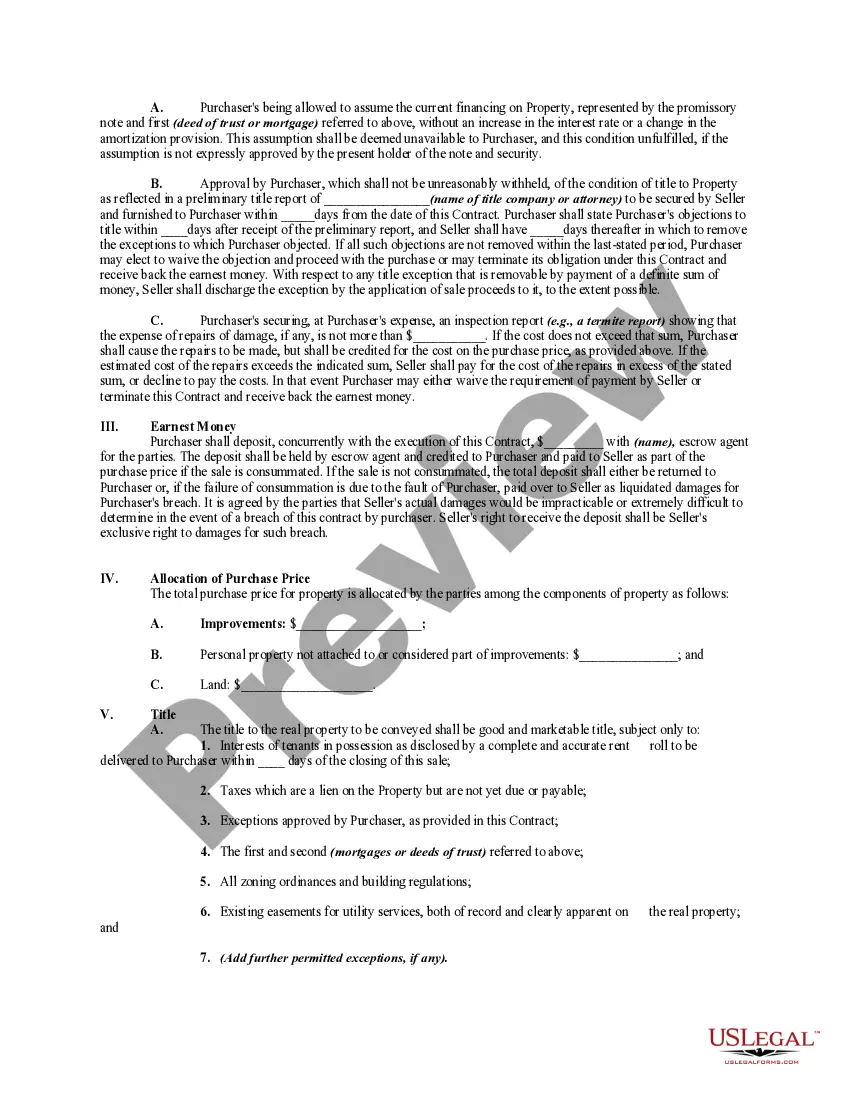 Get Contract of Sale and Leaseback of Apartment Building with Purchaser Assuming Outstanding Note Secured by a Mortgage or Deed of Trust Preview Contract of Sale and Leaseback of Apartment Building with Purchaser Assuming Outstanding Note Secured by a Mortgage or Deed of Trust