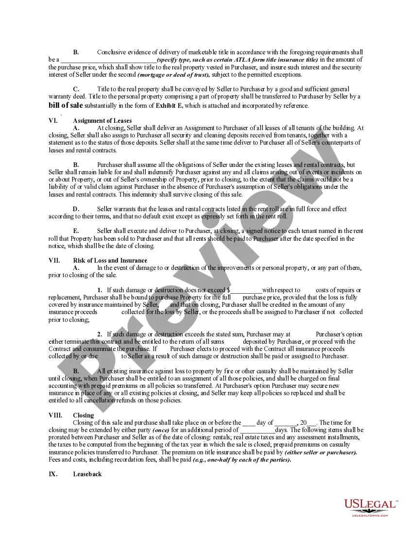 Get Contract of Sale and Leaseback of Apartment Building with Purchaser Assuming Outstanding Note Secured by a Mortgage or Deed of Trust Preview Contract of Sale and Leaseback of Apartment Building with Purchaser Assuming Outstanding Note Secured by a Mortgage or Deed of Trust