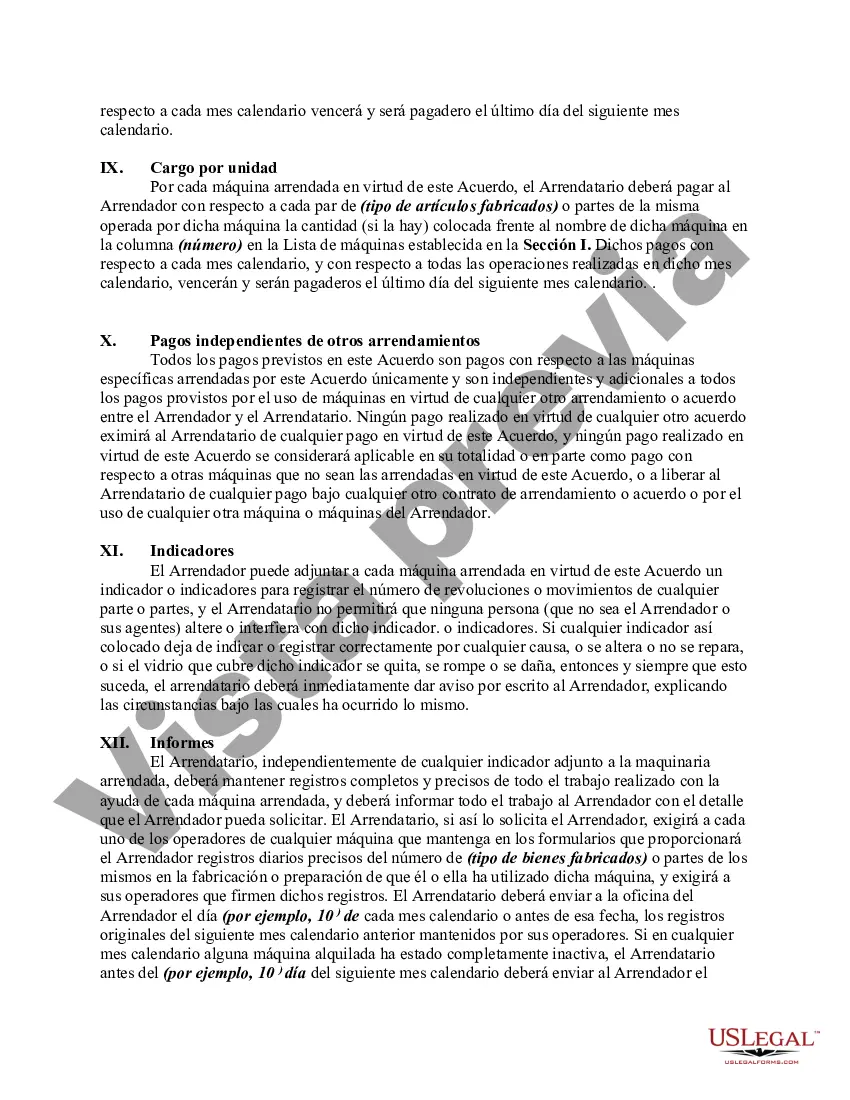 Preview Arrendamiento de Maquinaria para uso en Manufactura