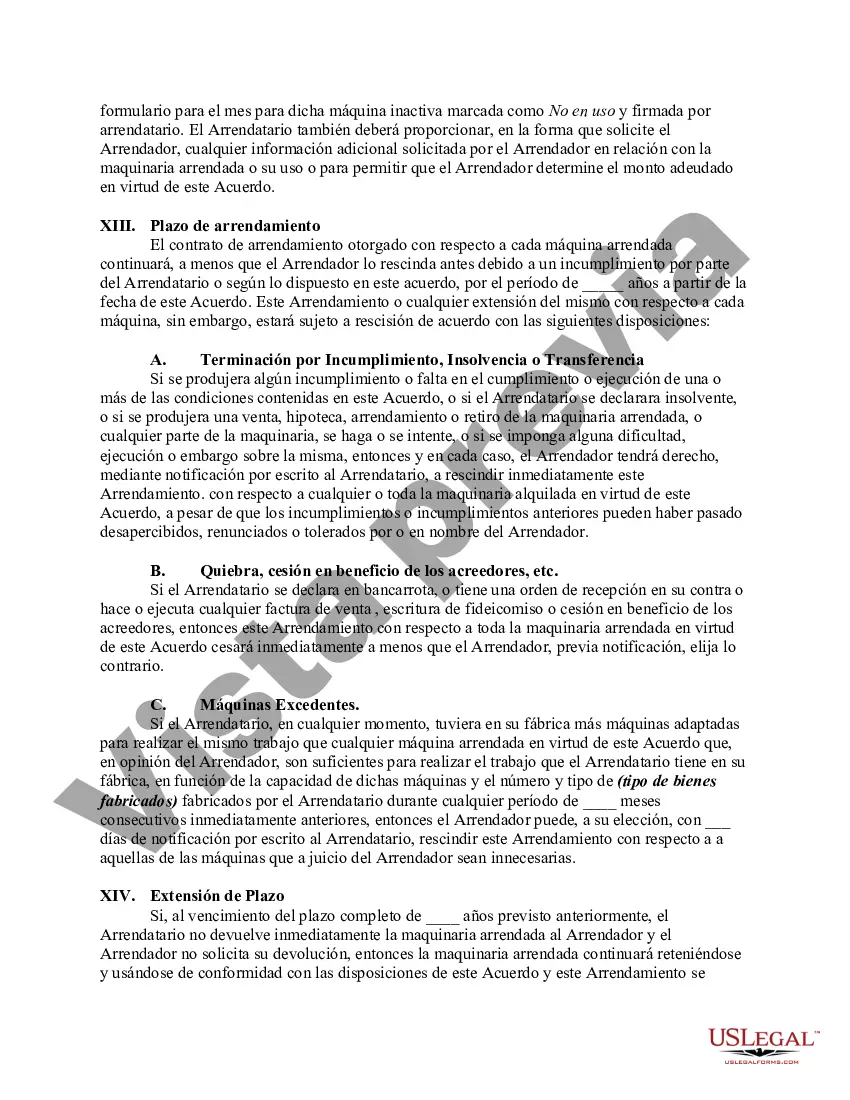 Preview Arrendamiento de Maquinaria para uso en Manufactura