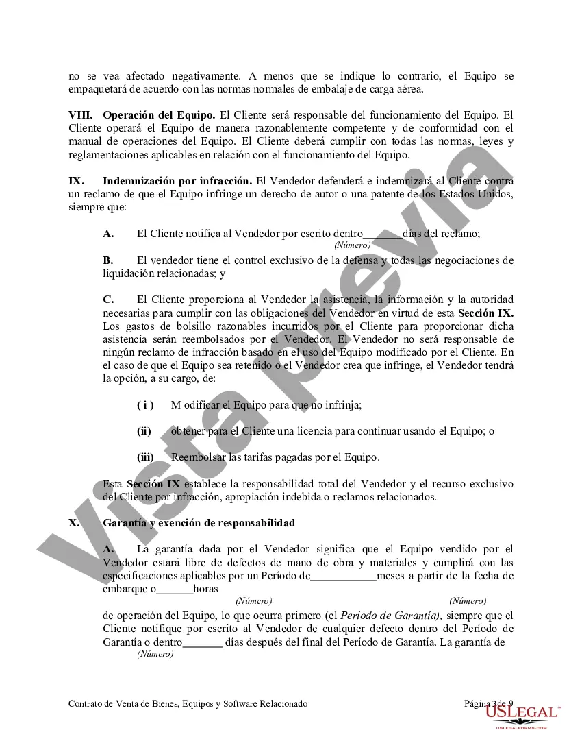 Preview Acuerdo de Venta de Bienes, Equipos y Software Relacionado