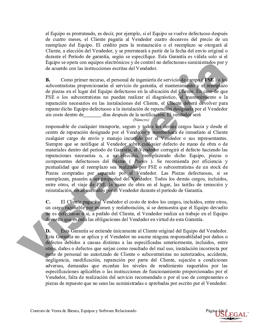 Preview Acuerdo de Venta de Bienes, Equipos y Software Relacionado