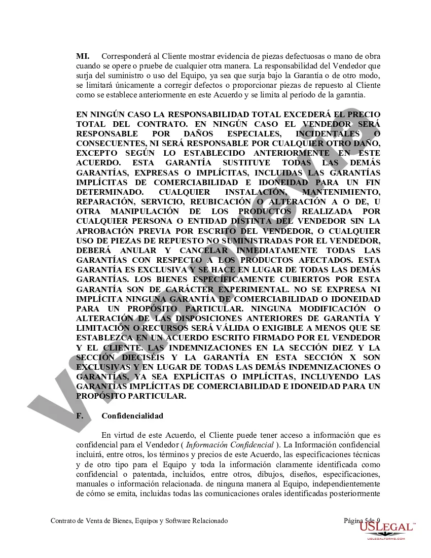 Preview Acuerdo de Venta de Bienes, Equipos y Software Relacionado