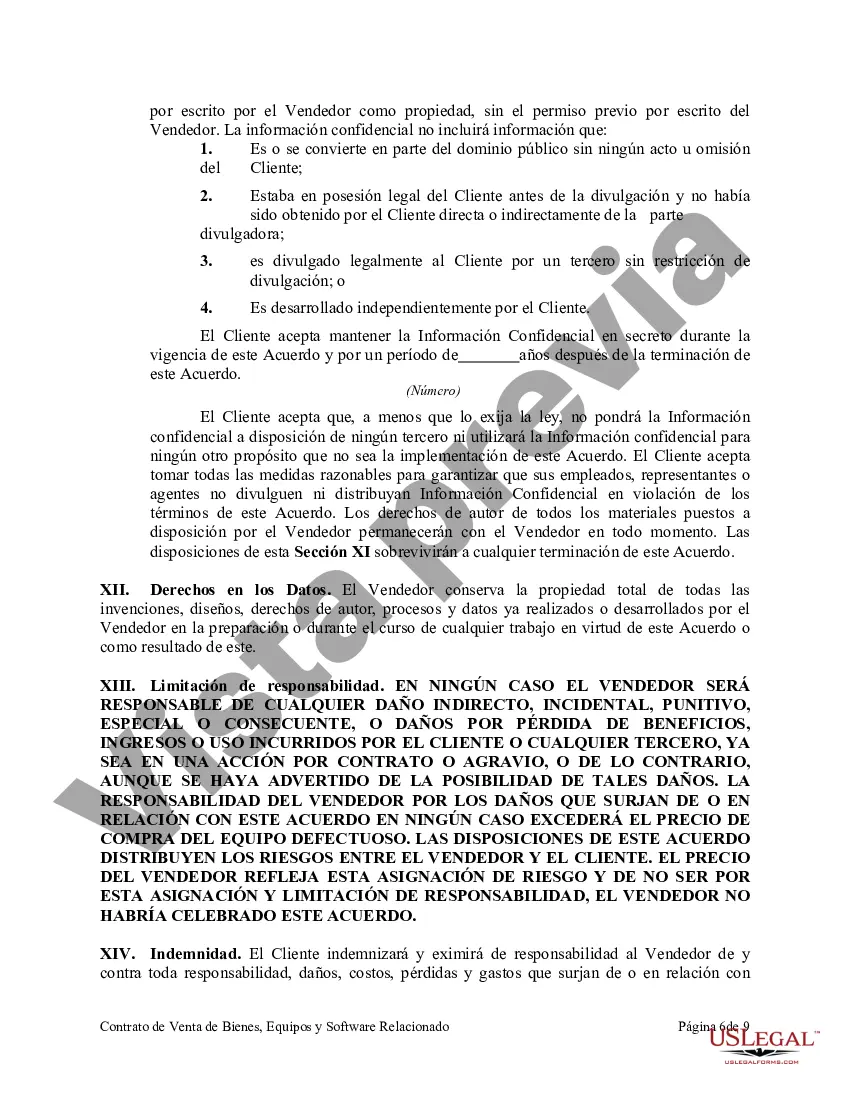 Preview Acuerdo de Venta de Bienes, Equipos y Software Relacionado