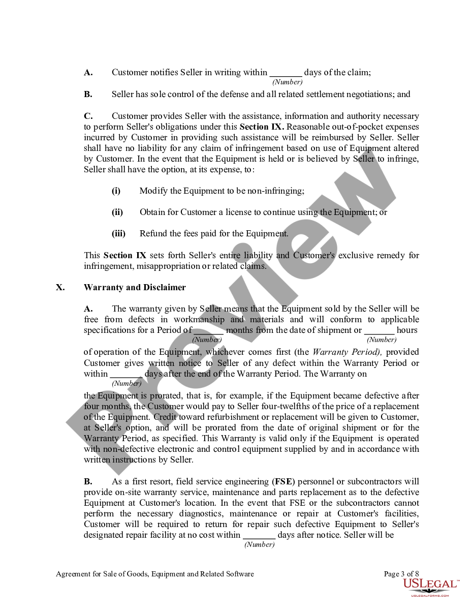 page 2 Agreement for Sale of Goods, Equipment and Related Software preview