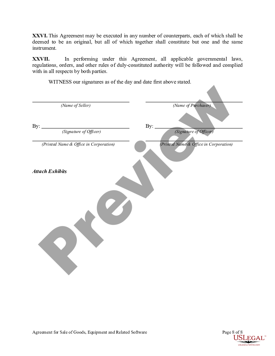 page 7 Agreement for Sale of Goods, Equipment and Related Software preview