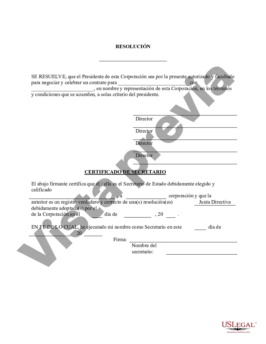 Preview Autoridad para Celebrar Contrato - Formulario de Resolución - Resoluciones Corporativas