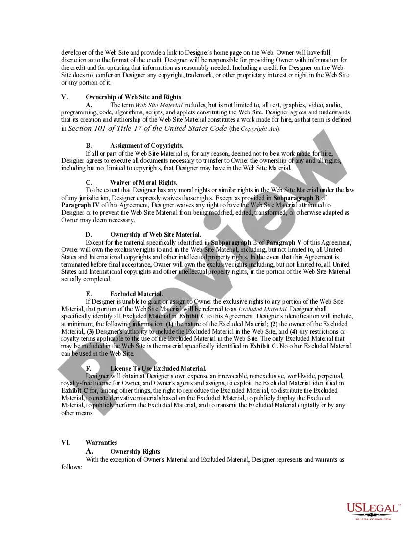 Get Agreement for the Design of a Web Site Preview Agreement for the Design of a Web Site