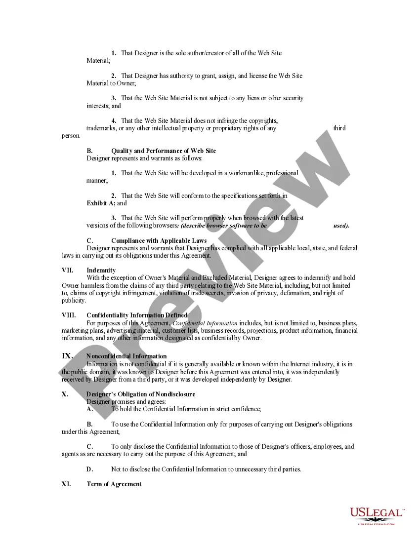 Get Agreement for the Design of a Web Site Preview Agreement for the Design of a Web Site