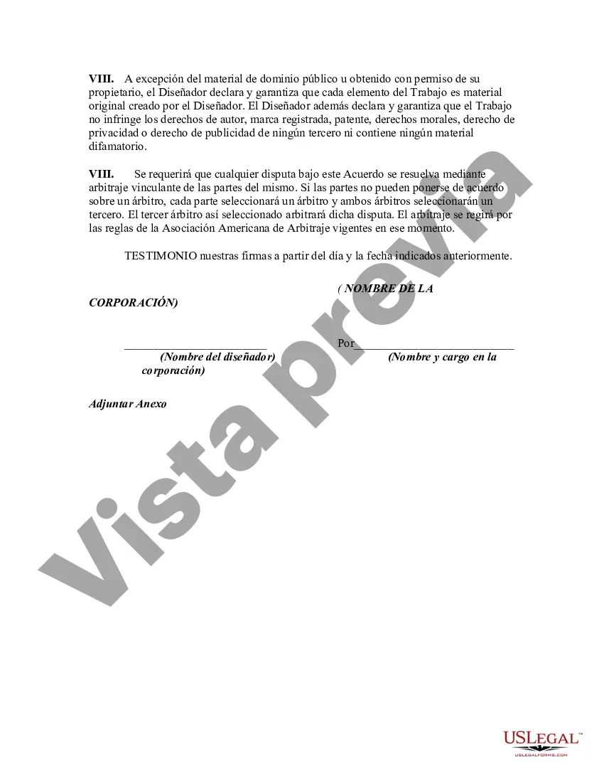 Preview Acuerdo de trabajo hecho por encargo con respecto al diseño de un sitio web