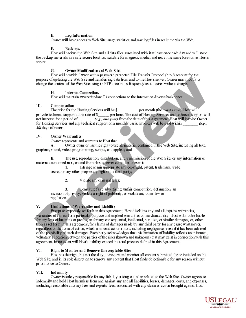 Get Web Site Hosting Agreement Preview Web Site Hosting Agreement