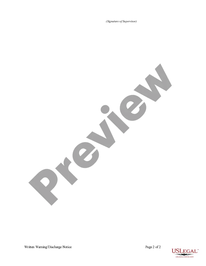 Get Written Warning/Discharge Notice Preview Written Warning/Discharge Notice