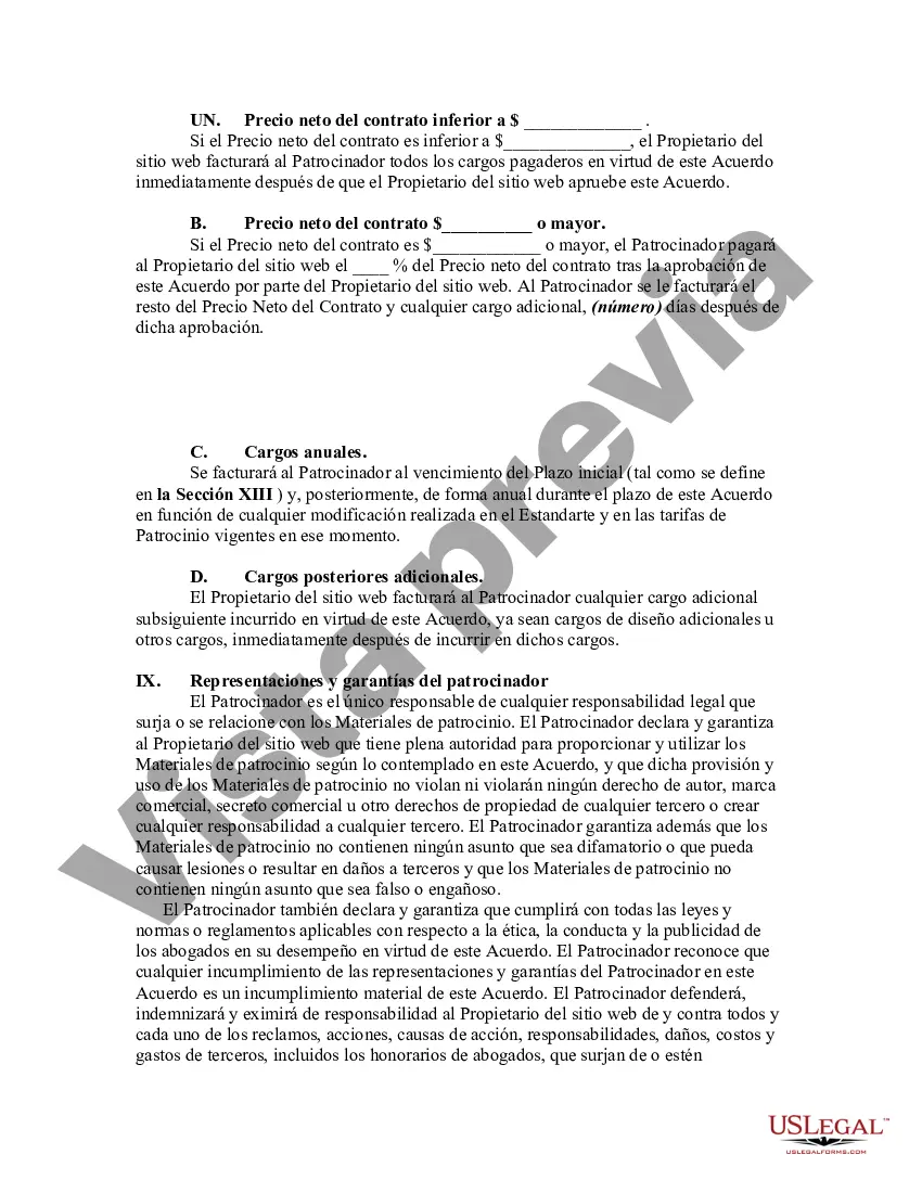 Preview Acuerdo de patrocinio del sitio web