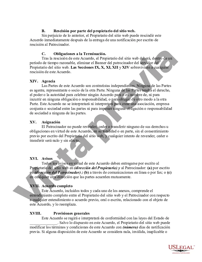 Preview Acuerdo de patrocinio del sitio web