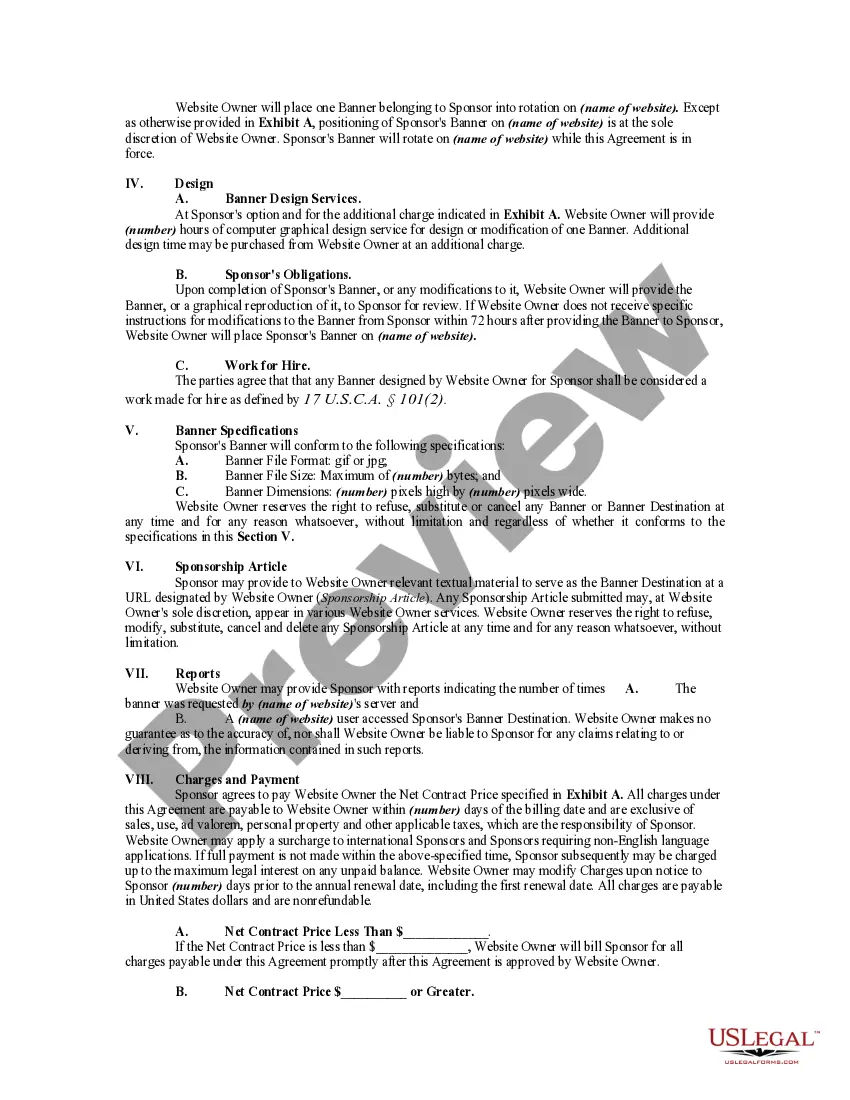 Get Website Sponsorship Agreement Preview Website Sponsorship Agreement