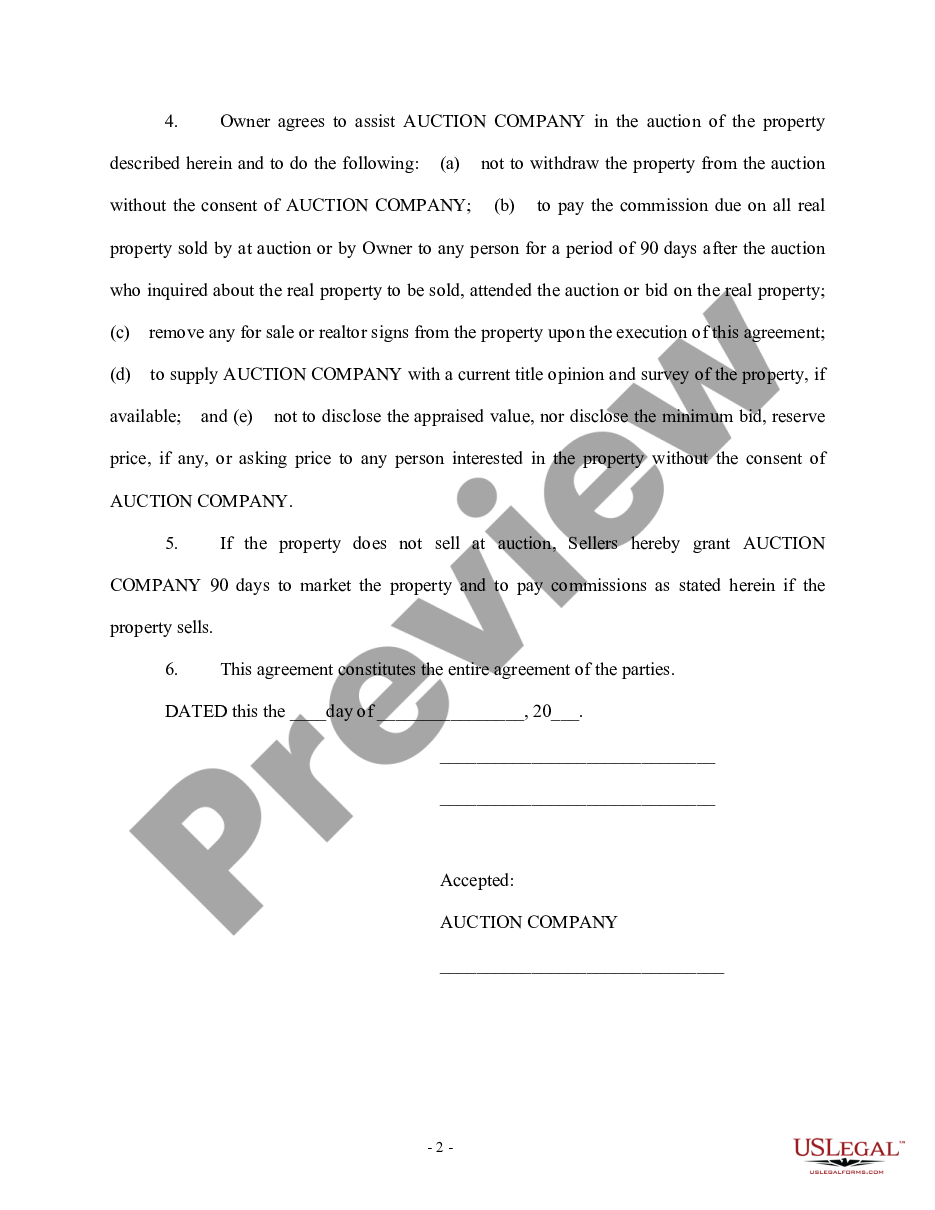 page 1 Auction of Real Property Agreement preview