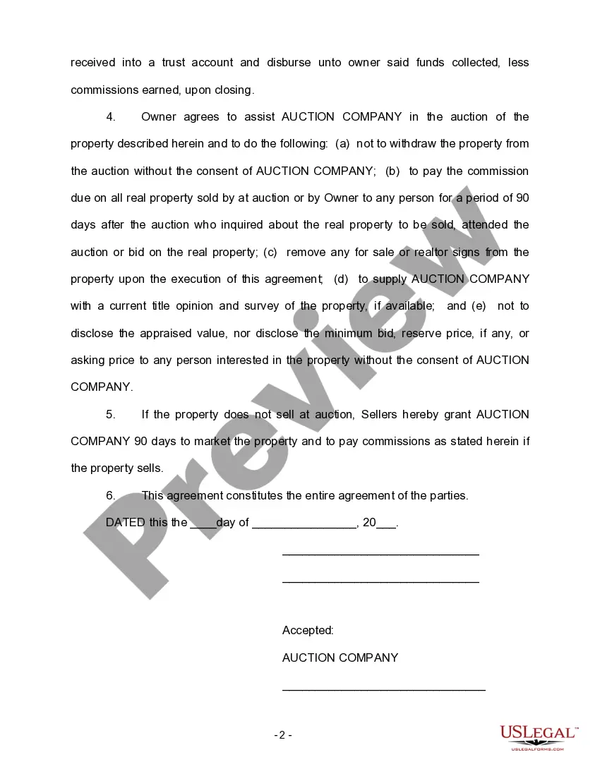 Preview Auction of Real Property Agreement