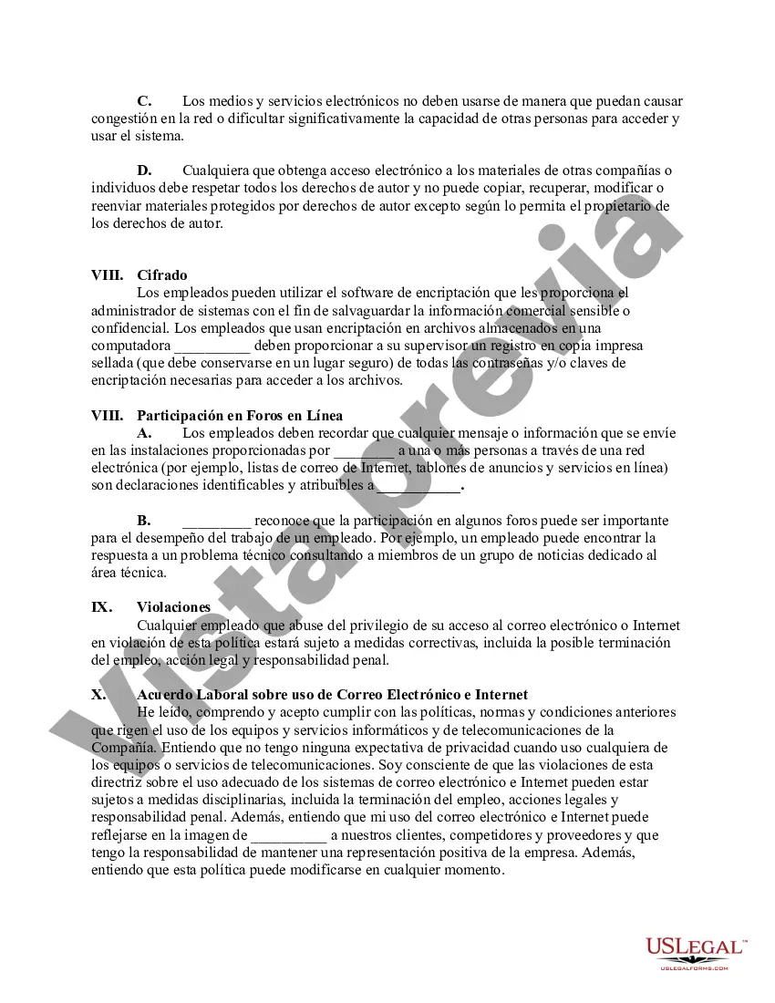 Preview Política detallada y específica con respecto al uso de las computadoras de la empresa