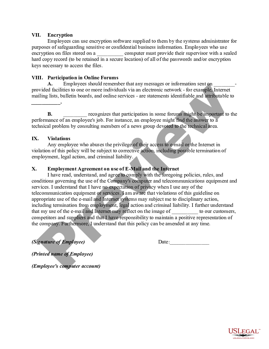 page 2 Detailed and Specific Policy with Regard to Use of Company Computers preview