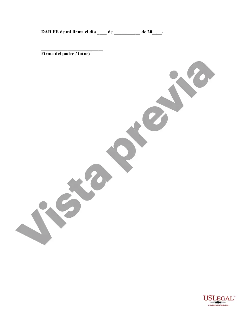 Preview Renuncia y liberación por parte del padre del menor de edad de responsabilidad y lesiones personales por entrenamiento de fútbol a favor de la organización de fútbol y los instructores
