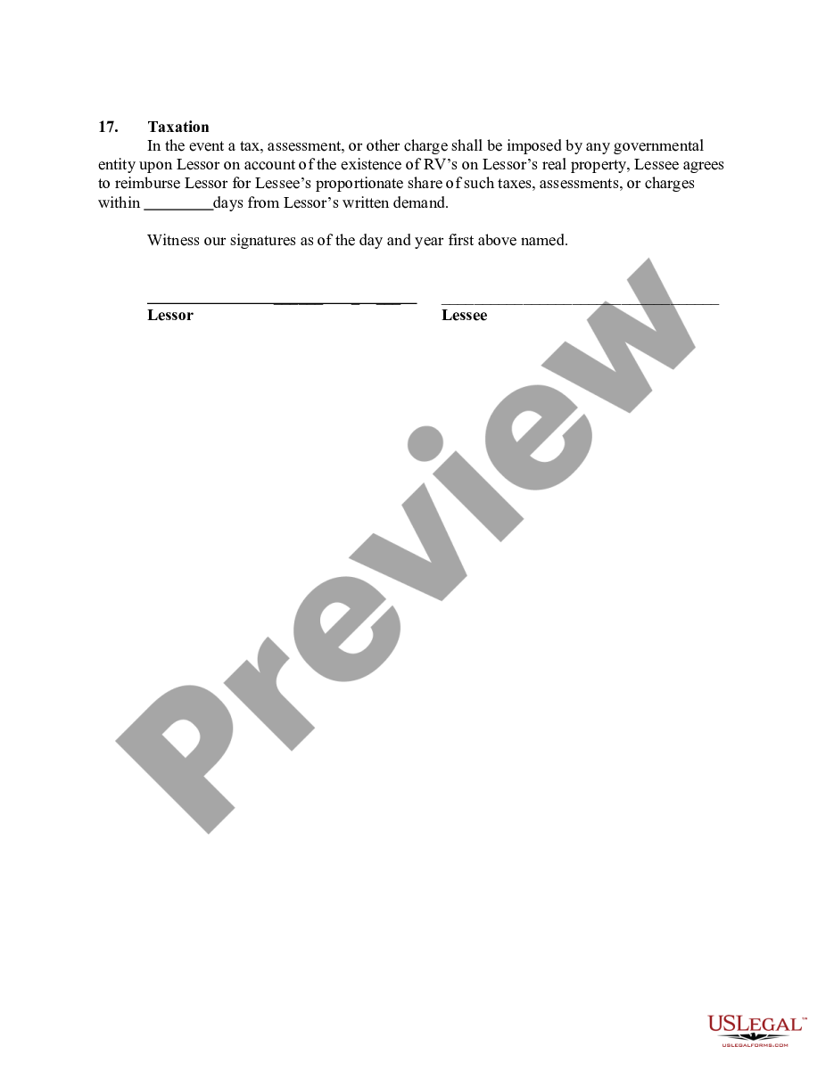 page 3 Lease or Rental of Space for a Recreational Vehicle preview