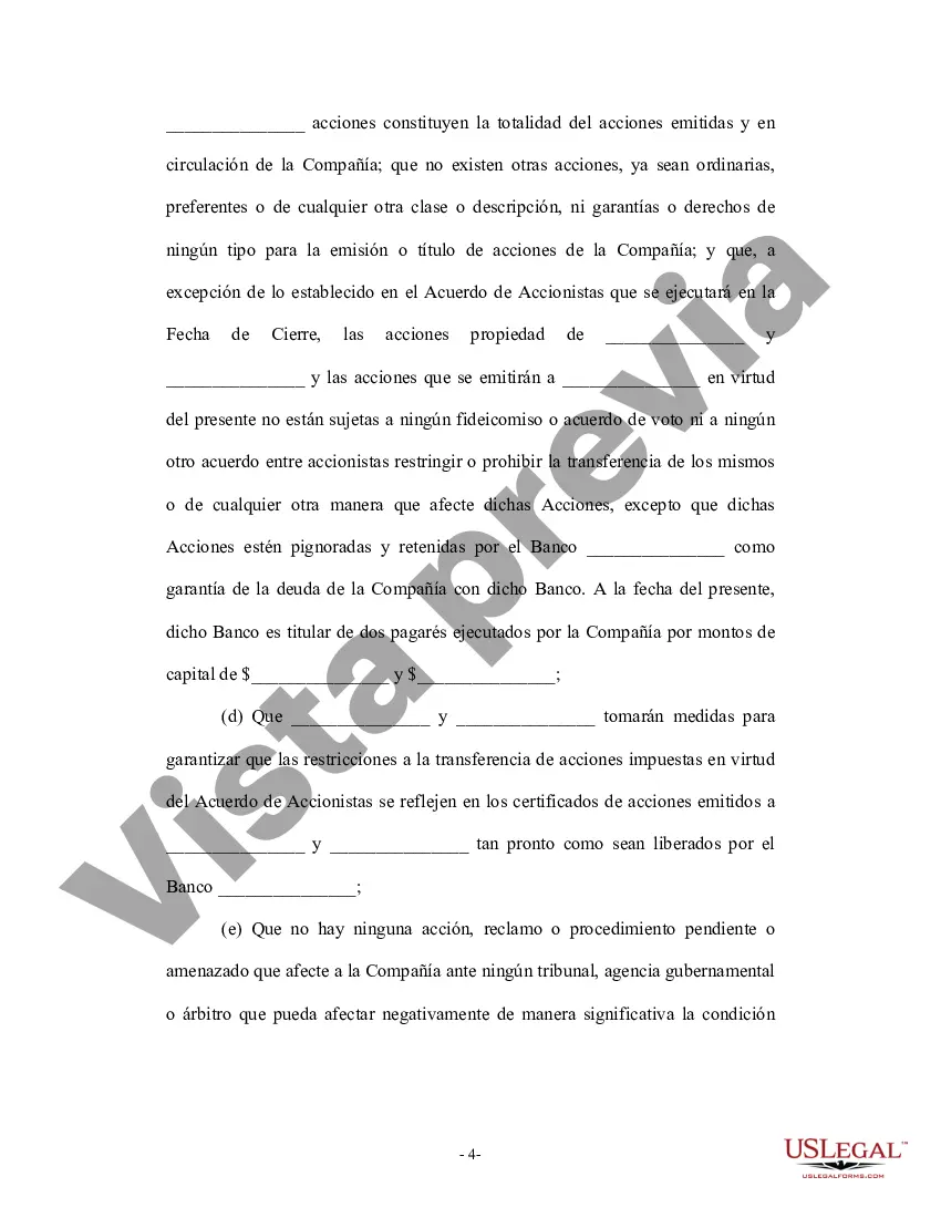 Preview Acuerdo de accionista y corporación para emitir acciones adicionales a un tercero para obtener capital
